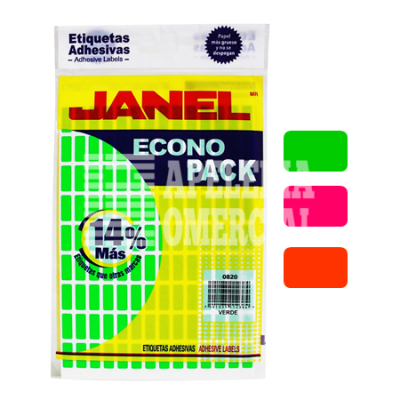 ETIQUETAS AUTOADHERIBLES FLUORESCENTES JANEL 0820